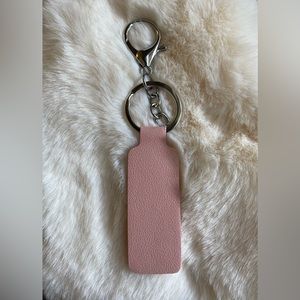 LIGHT PINK Faux Leather Keychain SilverTone Hardware Custom Embossed